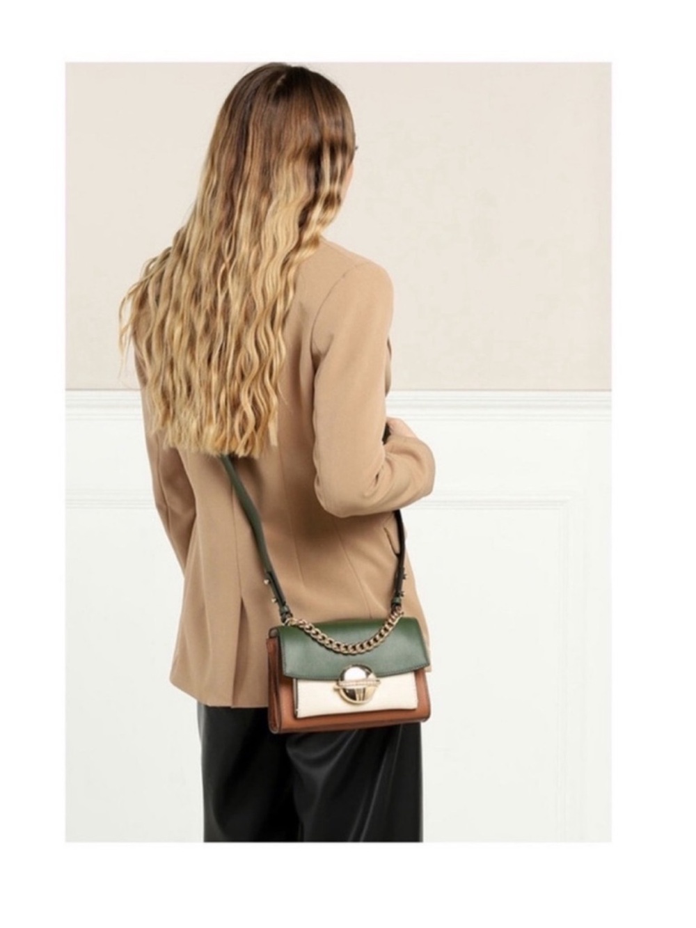 New! Marc Jacobs The Tuck Lock Leather Crossbody Shoulder Bag in Gray Multi - Picture 10 of 11